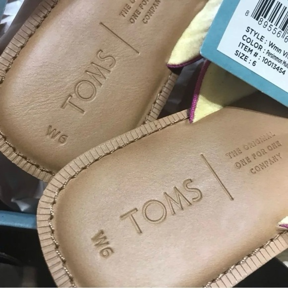 NWT TOMS Viv Persimmon Multi Canvas Sandals - Picture 9 of 9